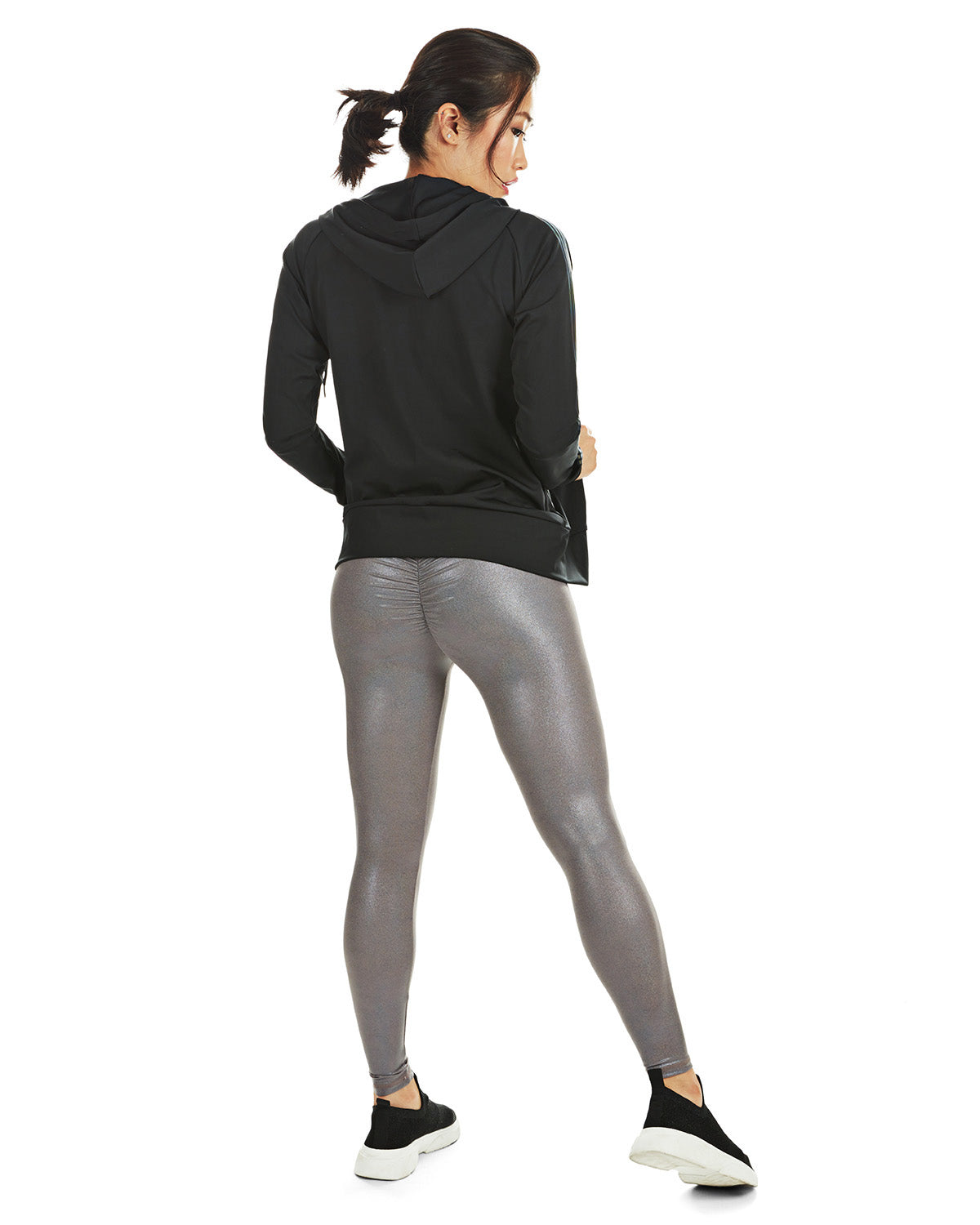 Lightweight Reflective Rainbow Zip-Up Athletic Jacket : Color: Black