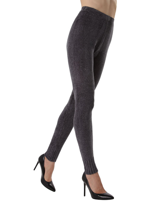 Women's Plush Chenille Leggings : Color: Charcoal