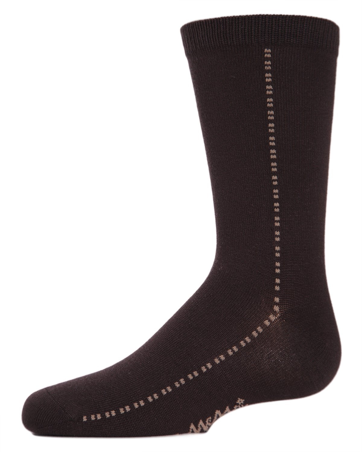 Boys' Dots On Down Mercerized Cotton Crew Socks : Color: Brown
