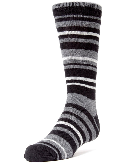 Rings and Rungs Boys Cotton Blend Striped Socks : Color: Black