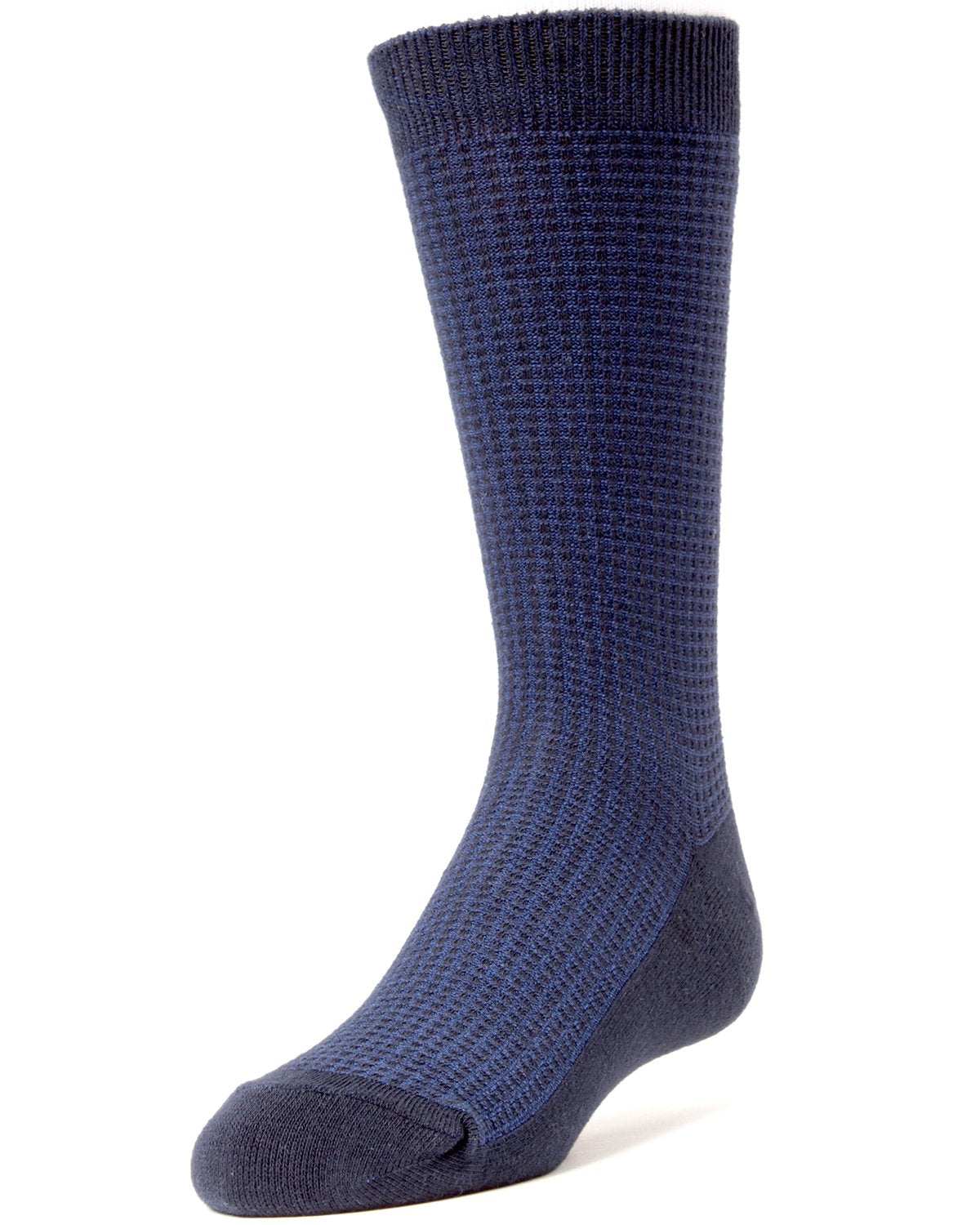 Diamond Textured Boys Cotton Rich Dress Crew Socks : Color: Navy