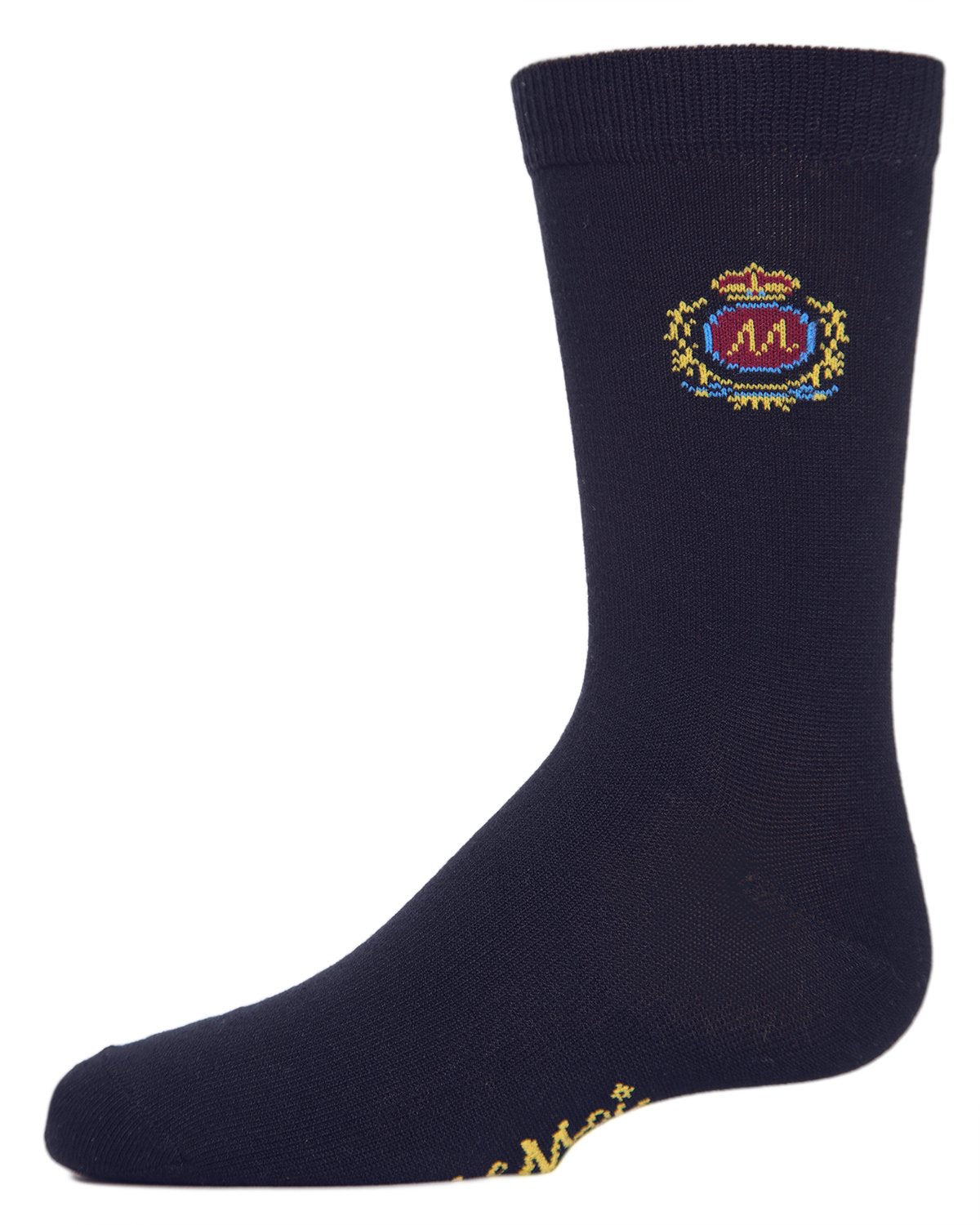 Boys' Sophisti-Crest Mercerized Cotton Blend Crew Socks : Color: Navy