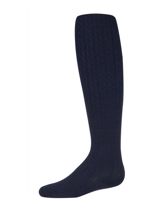 Girls Cotton Blend Cable Tights : Color: Navy