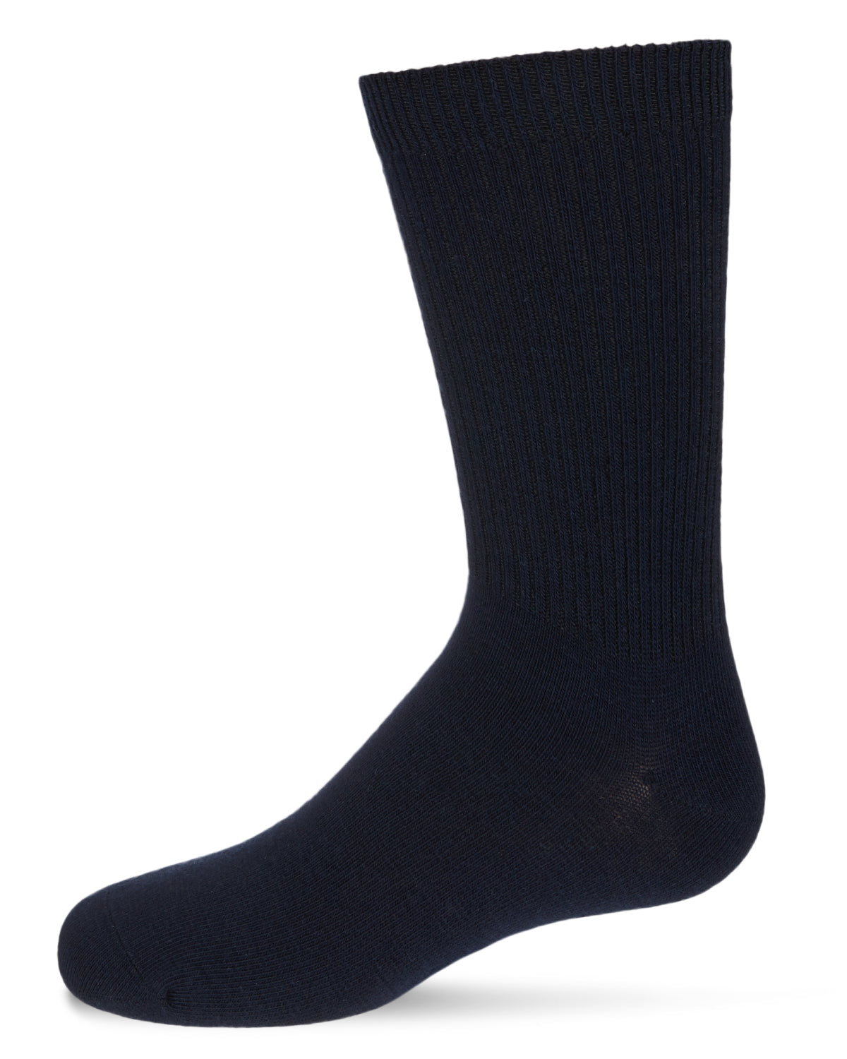 Boys' 3 Pair Pack Thin Ribbed Cotton Blend Crew Socks : Color: Navy