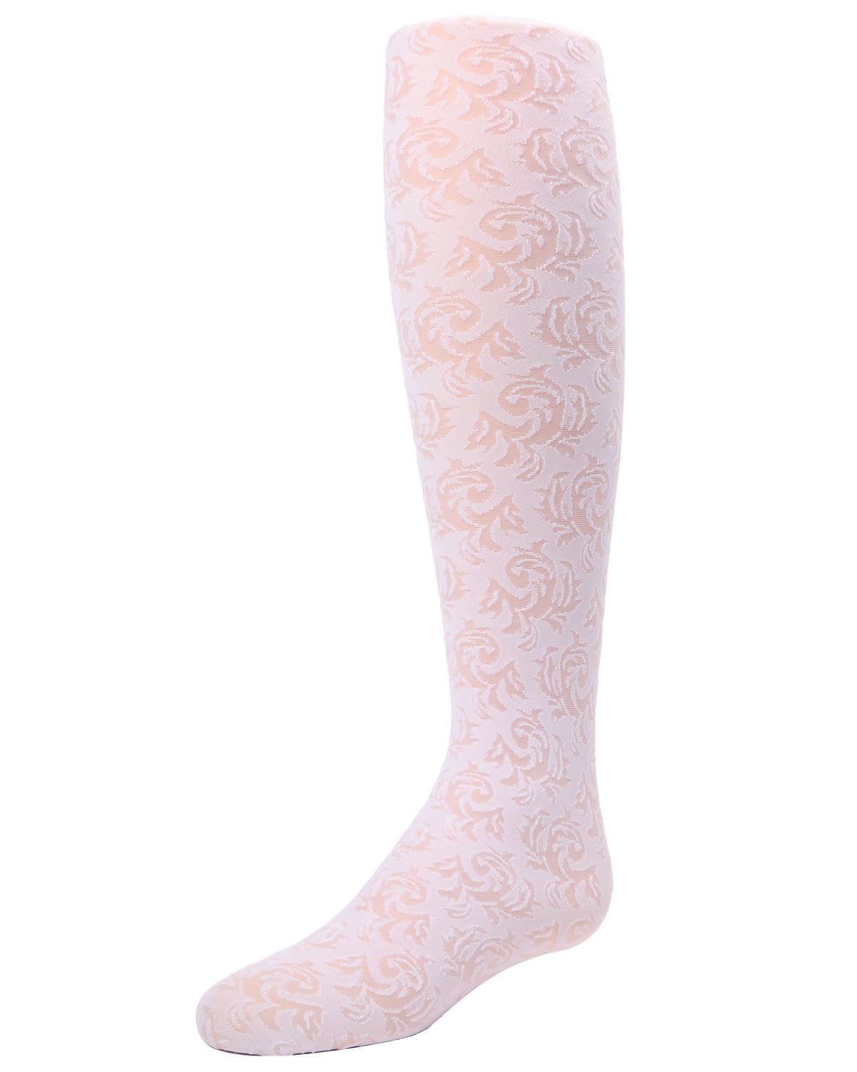 Girls' Sheer Vine Opaque Tights : Color: White