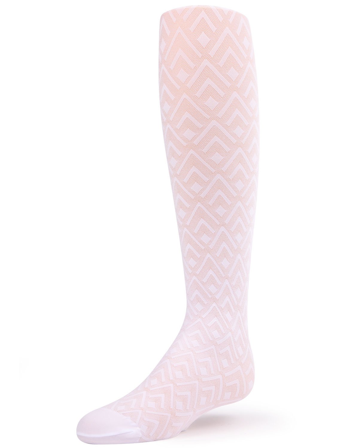 Girls' Diamond Sheer Nylon Tights : Color: White