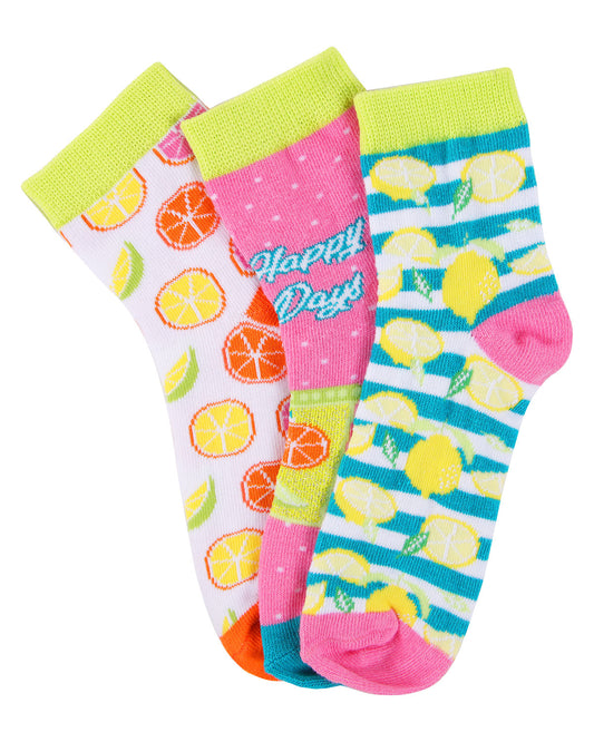 Lemon Squeezy Mid Cut Socks 3-Pack : Color: Assorted