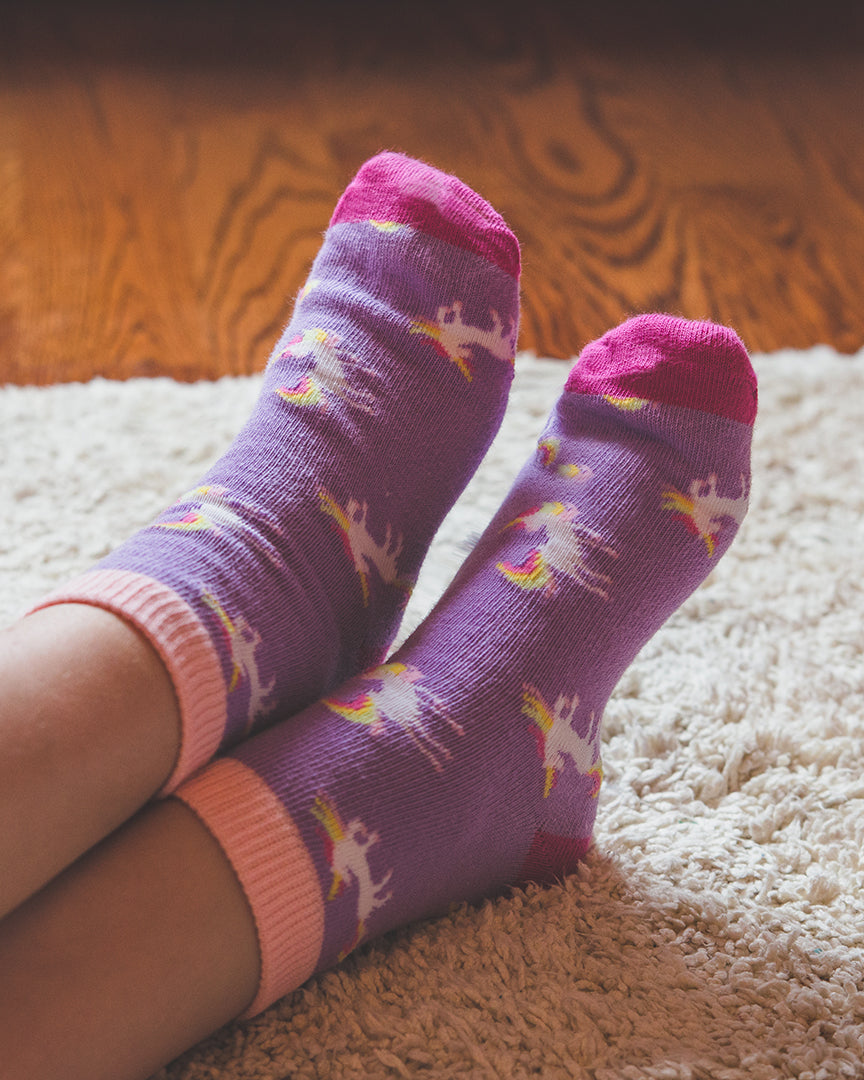 Unicorn Girls Cotton Blend Ankle Socks 3-Pack : Color: Assorted