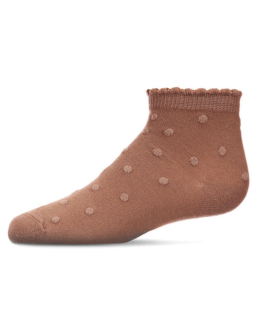 Girls Cotton Blend Swiss Dot Anklet Socks : Color: Cappuccino