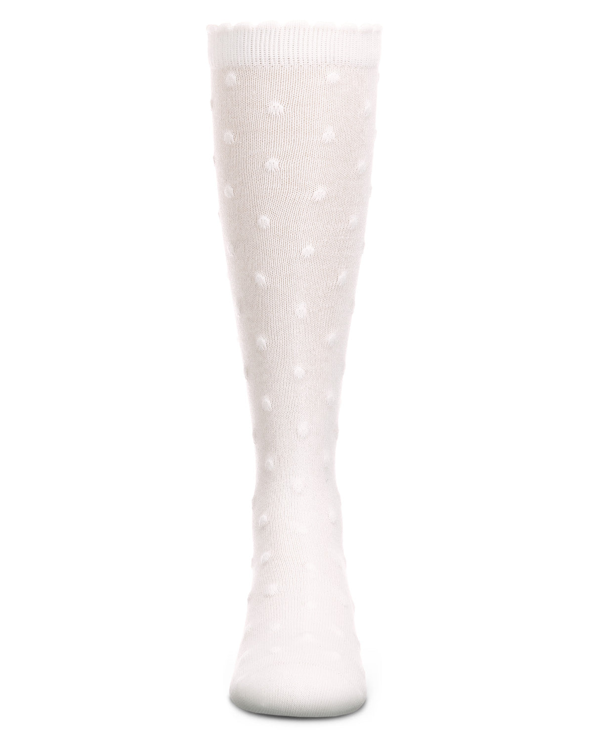 Cotton Blend Swiss Dot Knee High Socks : Color: Winter White