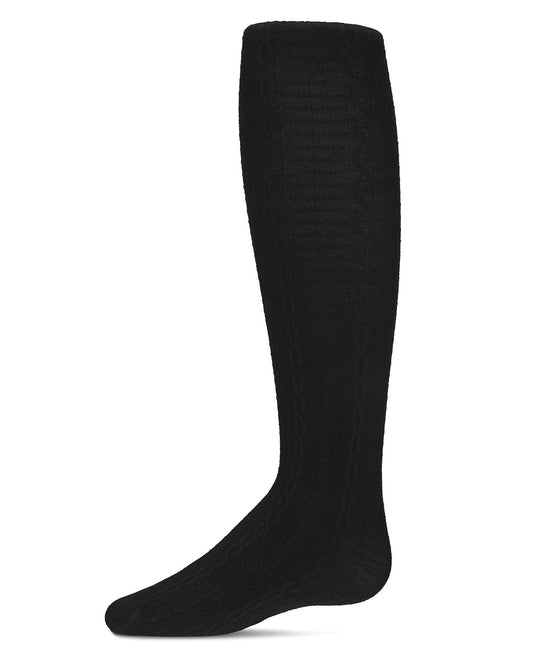 Girls' Pique Chain Pima Cotton Tights : Color: Black