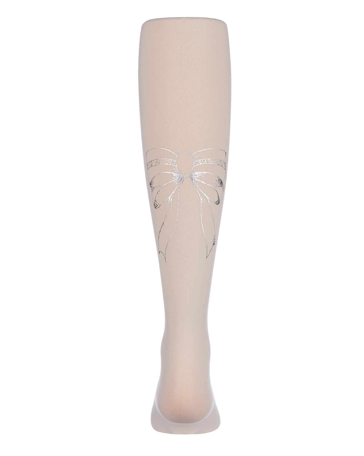 Girls' Ballerina Bow Printed Tights : Color: Winter White