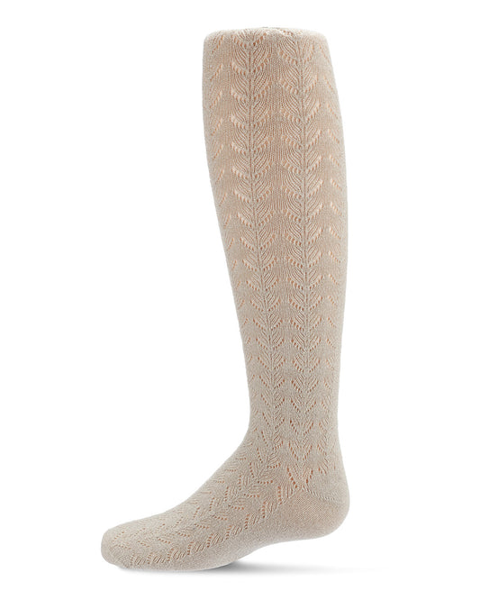 Girls' Shimmer Pointelle Cotton Tights : Color: Sand