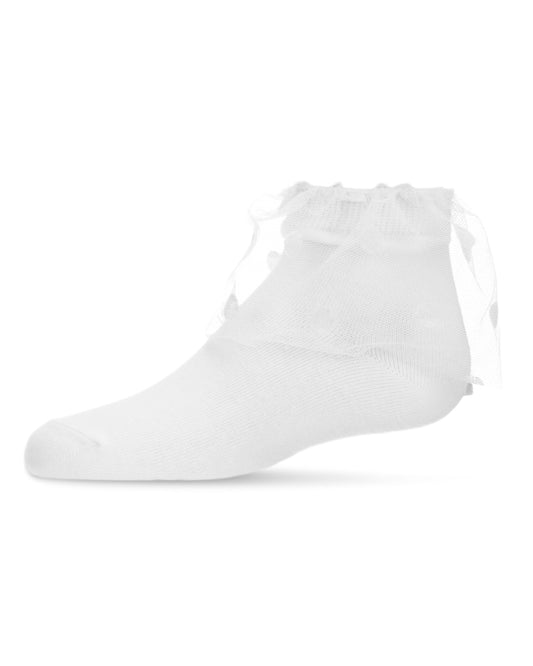 Flocked Dot Cotton Blend Tulle Anklet : Color: White