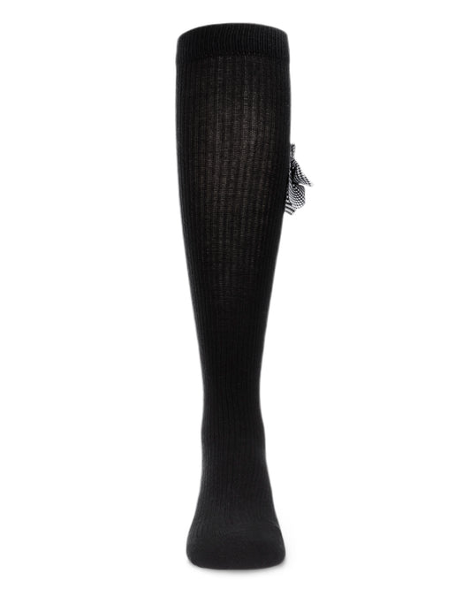 Herringbone Thin Ribbed Knee High : Color: Black