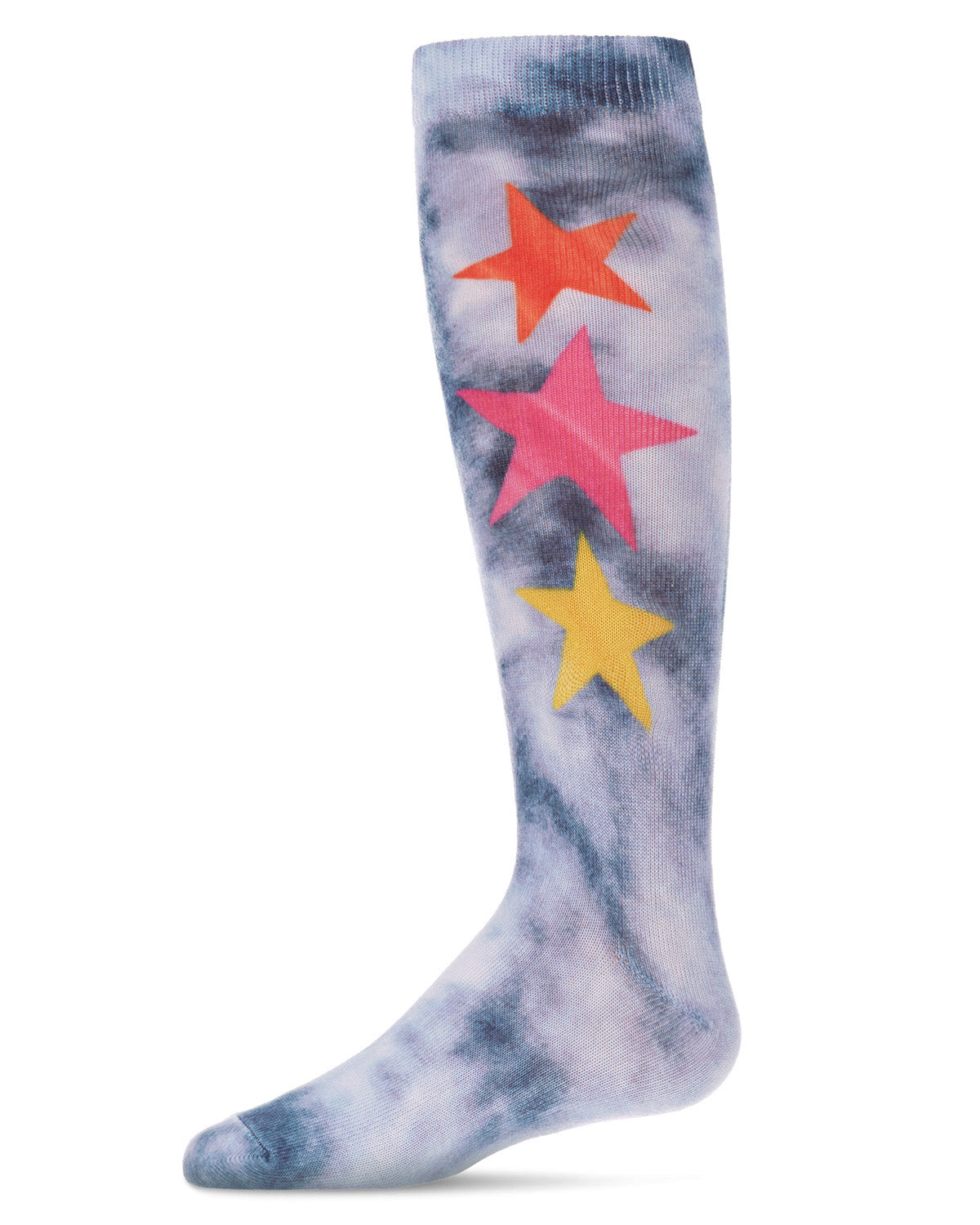 Tie Dye Star Girls Knee High Sock : Color: Navy