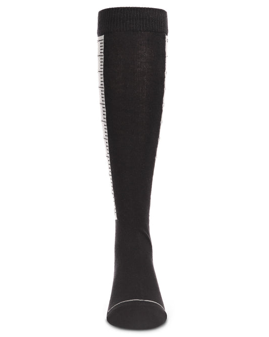 Cotton Blend Ruler Knee High Socks : Color: Black