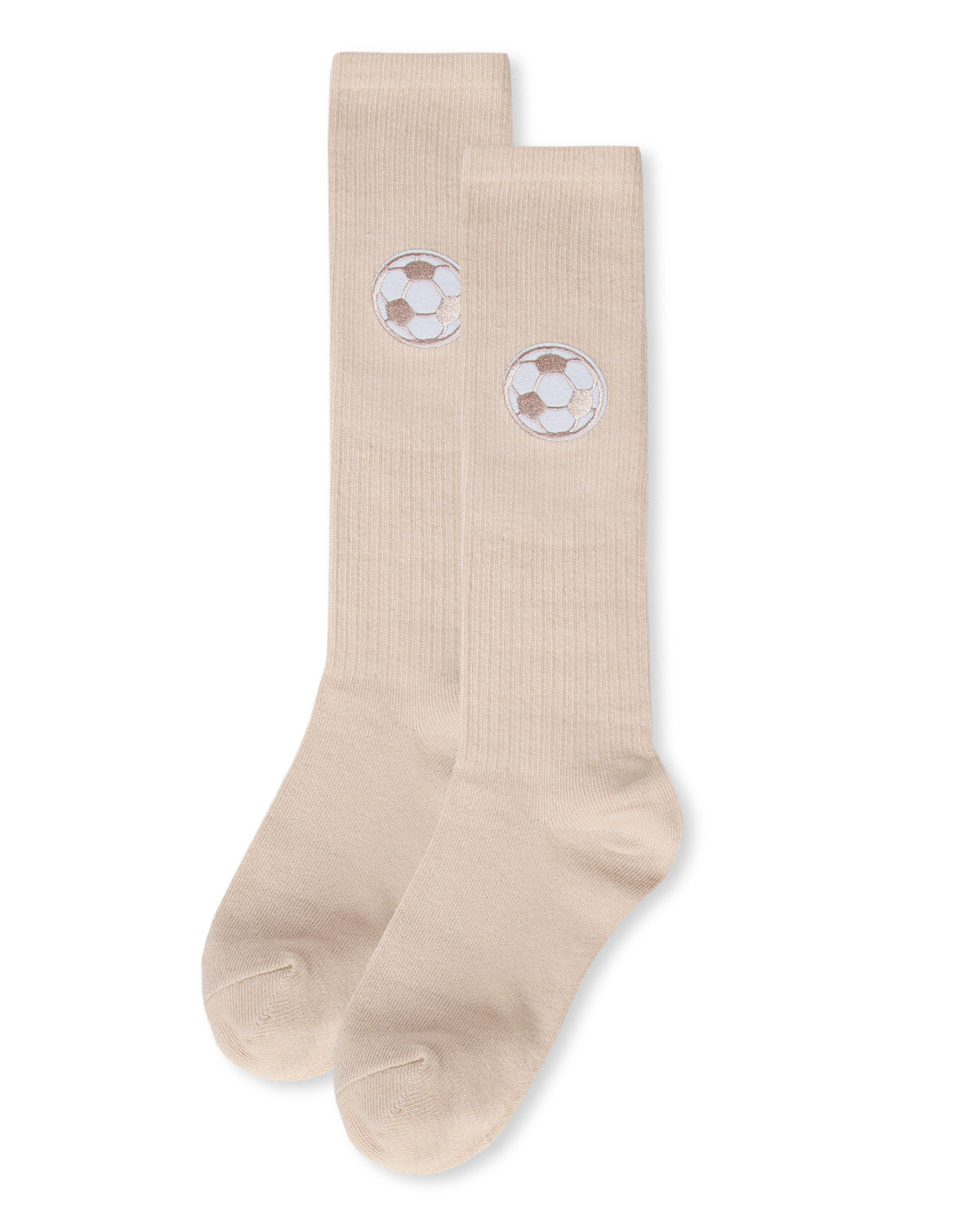 Girls Soccer Lover Cotton Blend Knee High Socks : Color: Latte