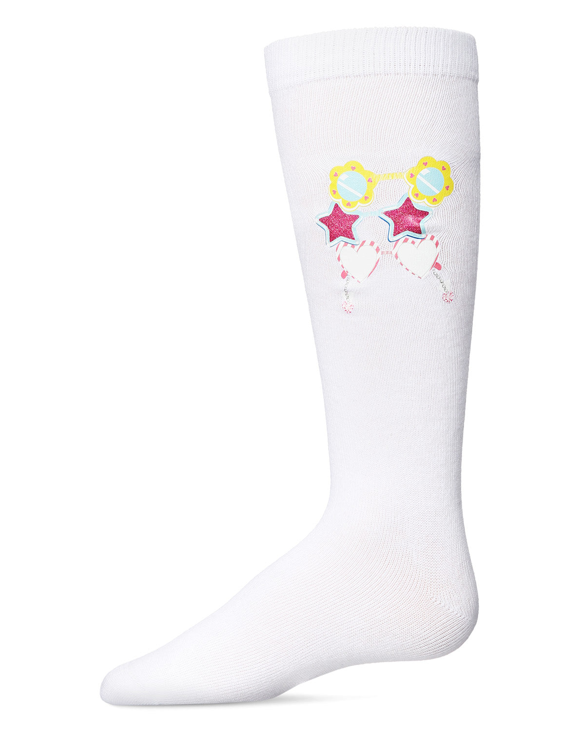 Sunglass Envy Cotton Blend Knee High Socks : Color: White