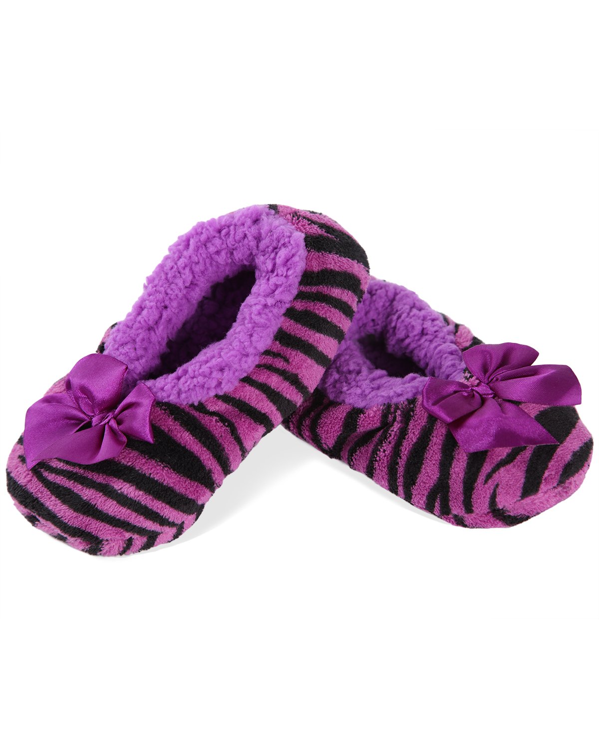 Kids' Party Animal Zebra Stripe Slippers : Color: Purple