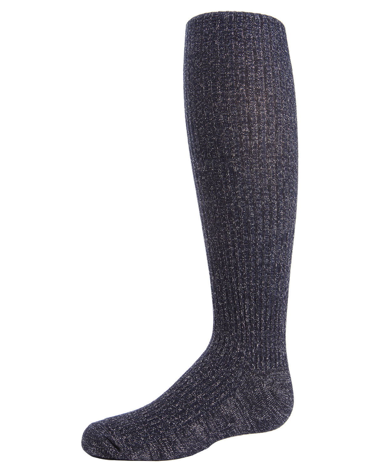 Ribbed Shimmer Cotton Blend Girls Tights : Color: Outer Space