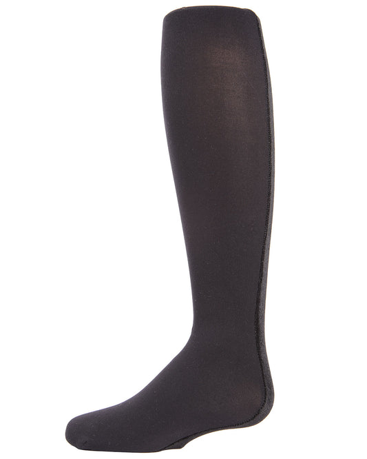 Velvet Back Seam Opaque Girls Tights : Color: Black