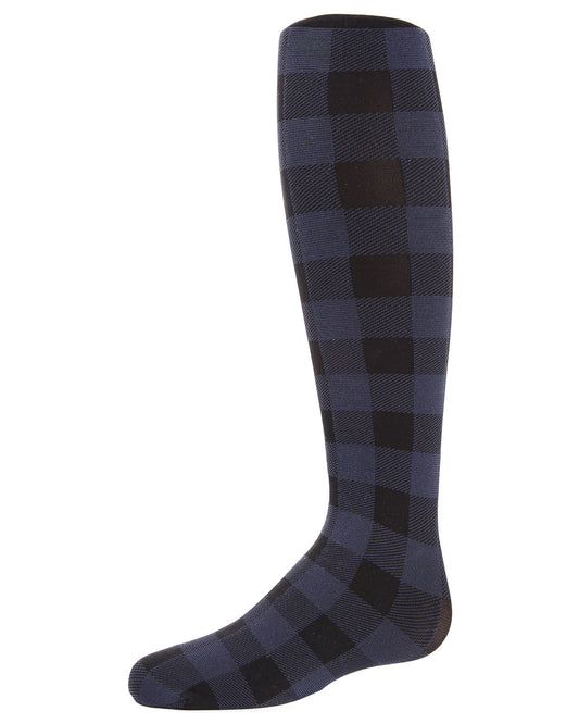Girls' Checkerboard Plaid Opaque Tights : Color: Navy