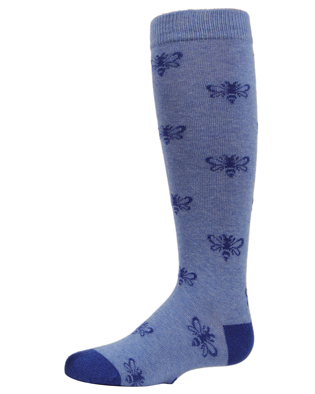 Girls' Busy Bee Glitter Cotton Knee High Socks : Color: Denim