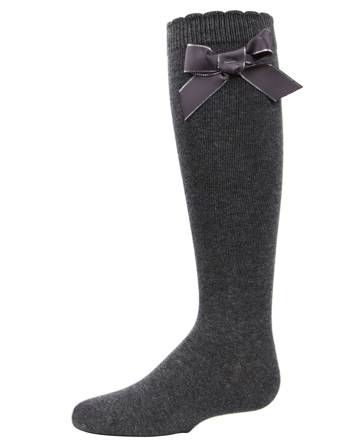 Sweet Bow Cotton Blend Knee High Socks : Color: Charcoal
