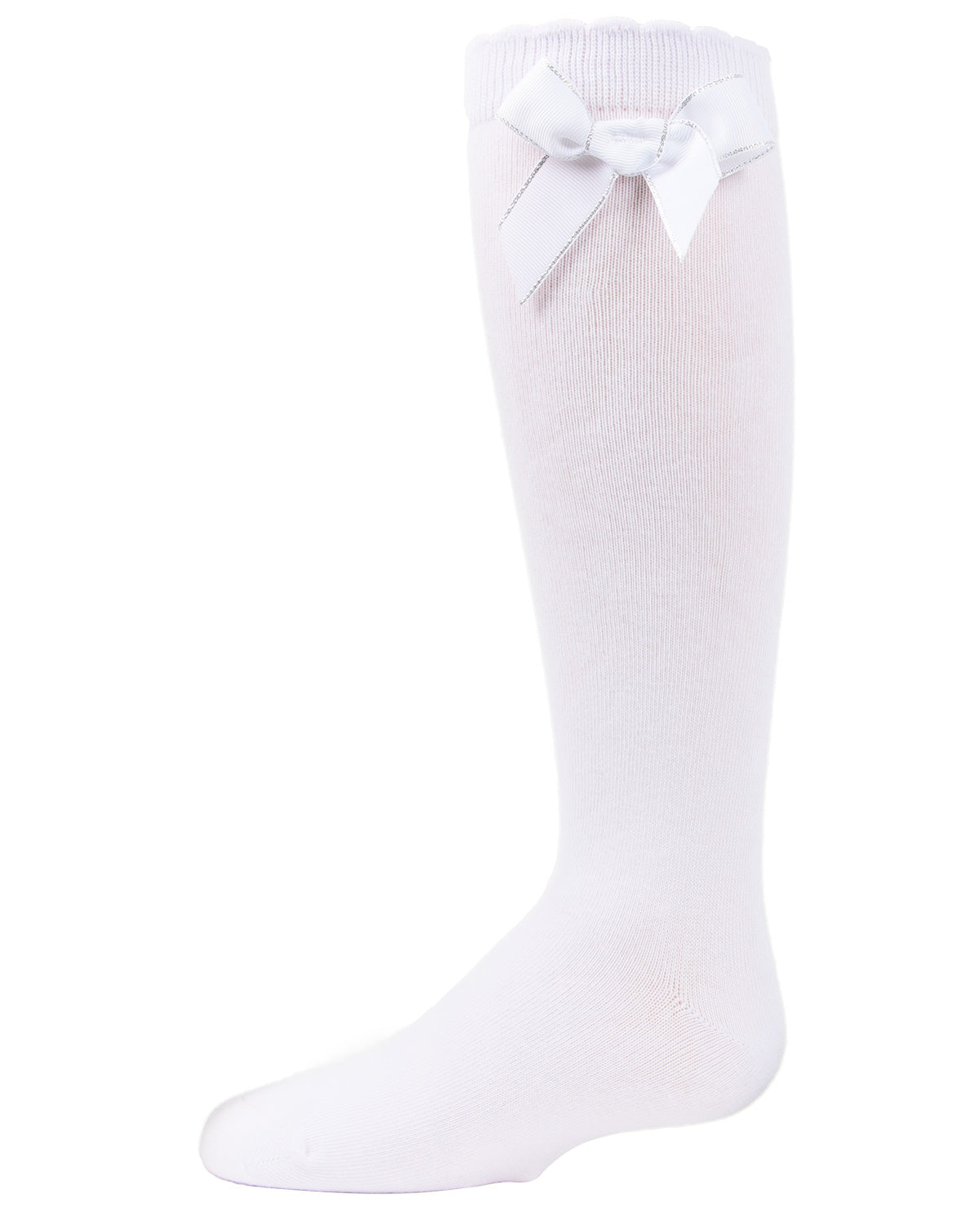 Sweet Bow Cotton Blend Knee High Socks : Color: White