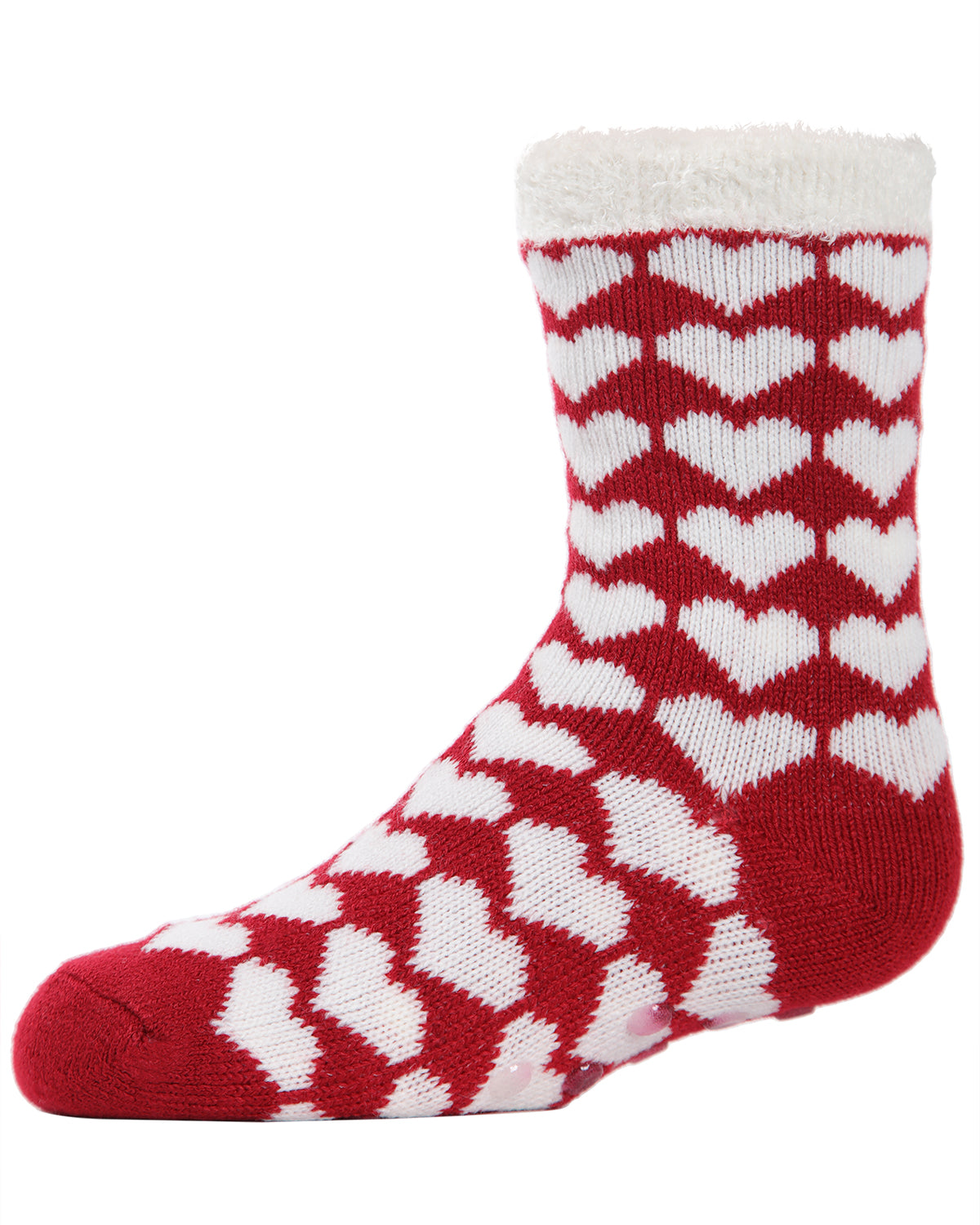Hearts Galore Girl’s Cozy Non-Slip Socks : Color: Tango Red