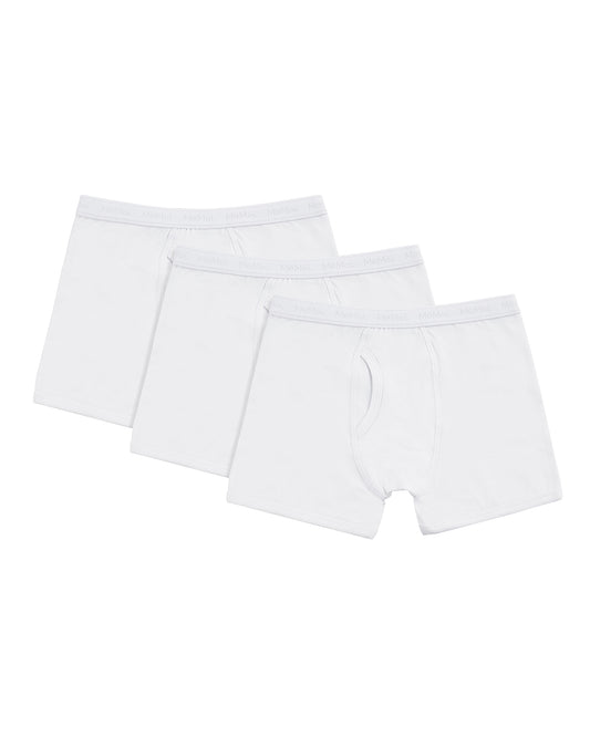 Boy’s 3 Pair Pack Boxer Briefs : Color: White