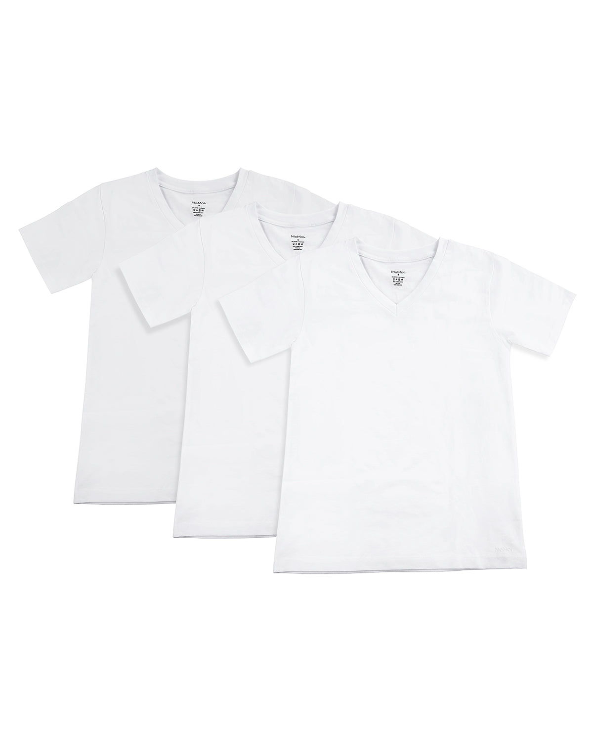 Boy’s V-Neck Cotton T-Shirt 3-Pack : Color: White