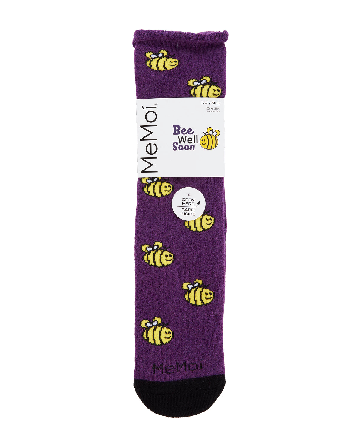 Bee Well Soon Greeting Card Crew Socks : Color: Imperial Purple