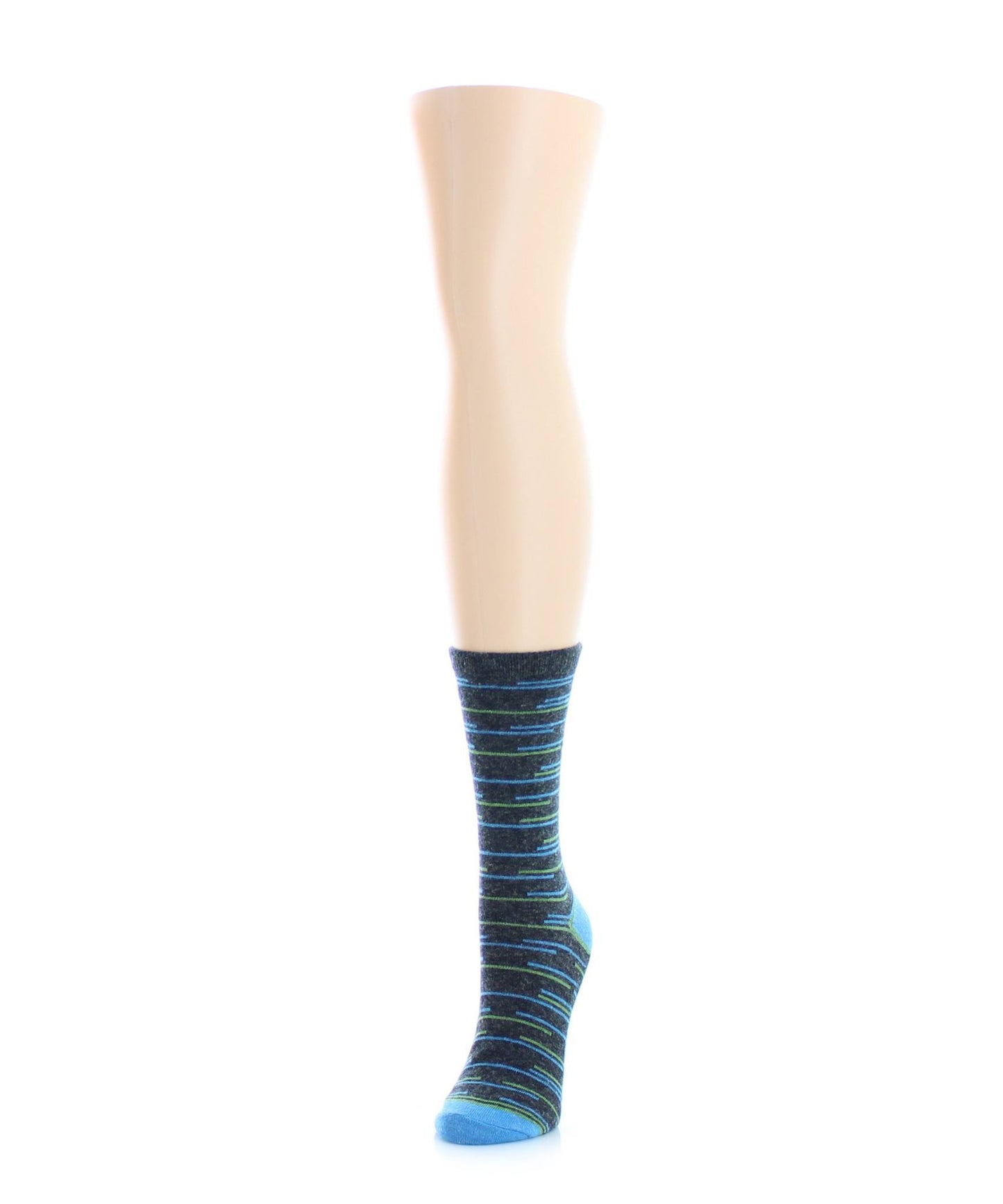Women's Scattered Stripes Merino Wool Crew Socks : Color: Black
