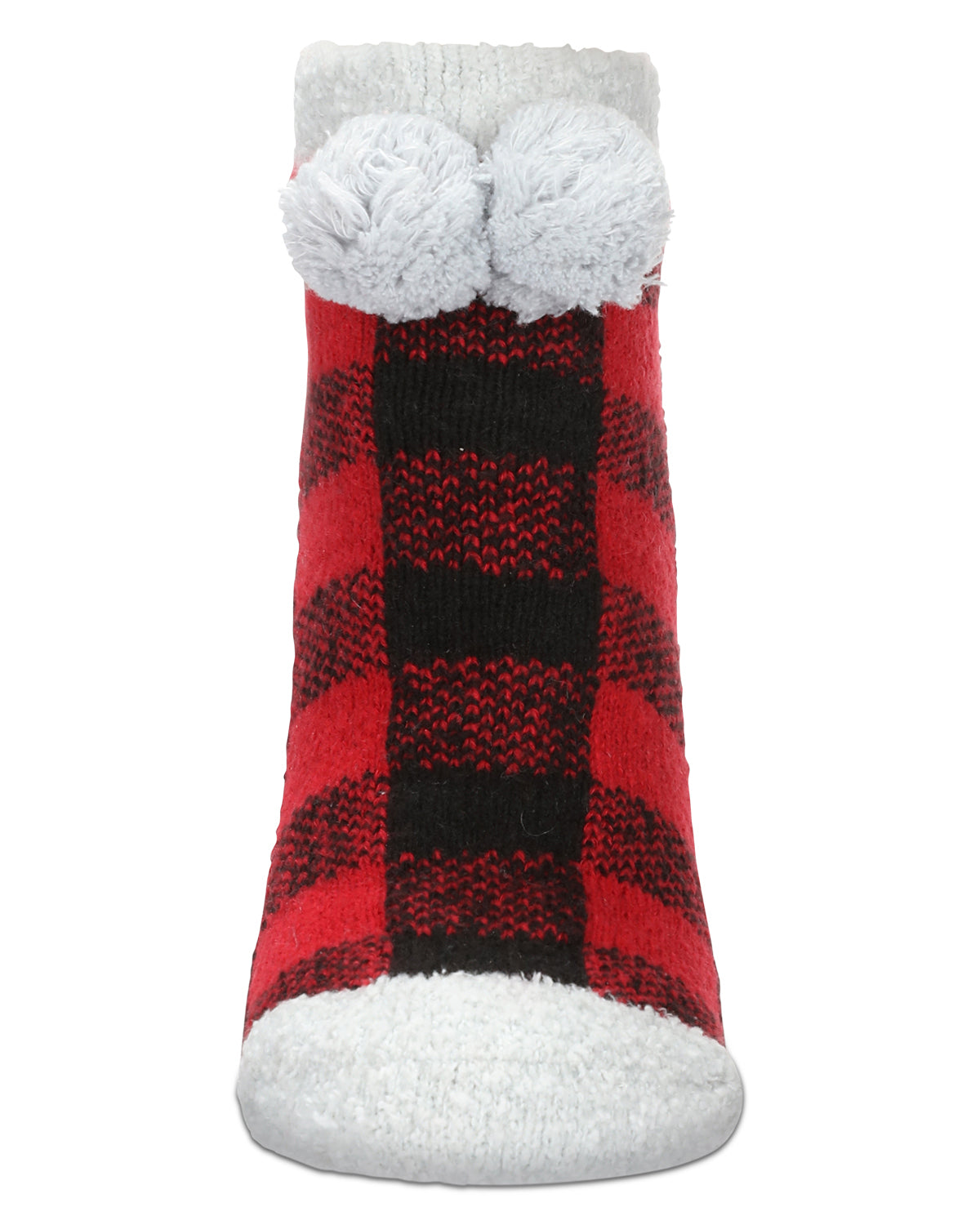 Women's Buffalo Plaid Buttersoft Plush Lined Low Cut Socks : Color: Red