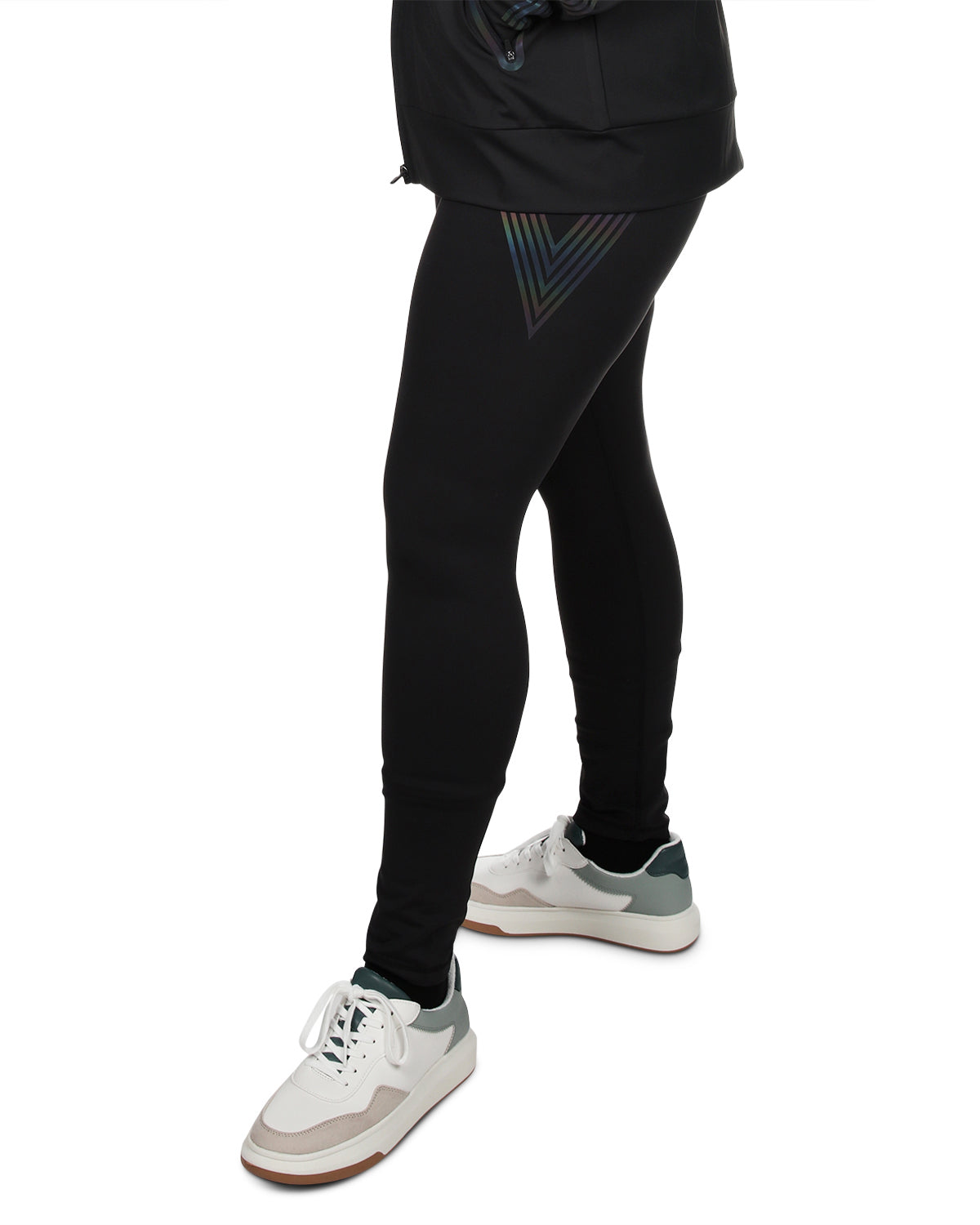 Women's Reflective Rainbow Slim-Fit High-Waist Shaping Performance Leggings : Color: Black