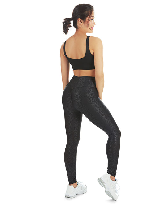 Women's High-Waist Leopard Print Scrunch Butt Performance Leggings : Color: Black