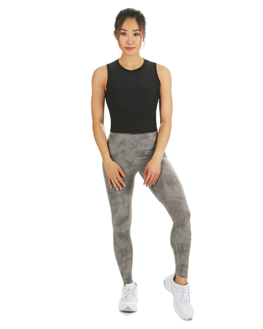 Tie Dye Print Scrunch Butt Stitch Athletic Legging : Color: Gray