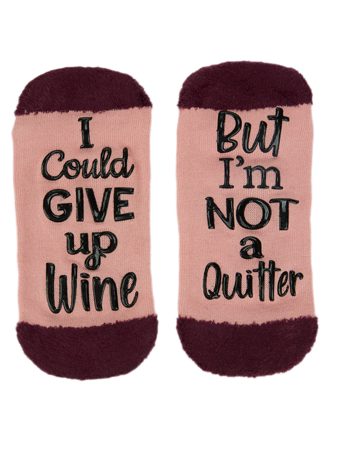 Women's Give Up Wine Low-Cut Non-Skid Socks : Color: Blush