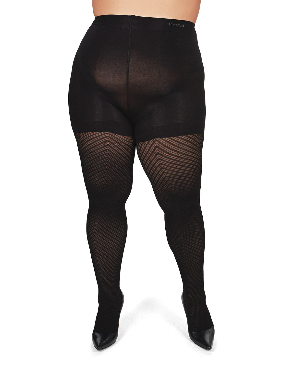 Classic Chevron Semi-Opaque Shaper Tights : Color: Black