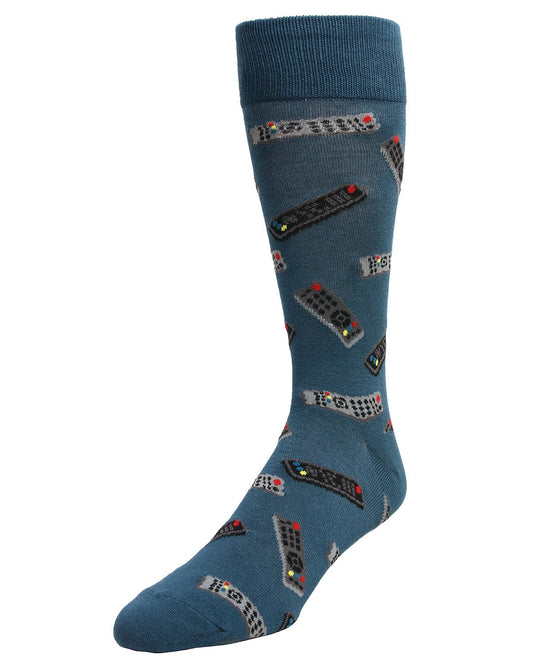Control Center Remote Men's Bamboo Blend Crew Socks : Color: Legion Blue