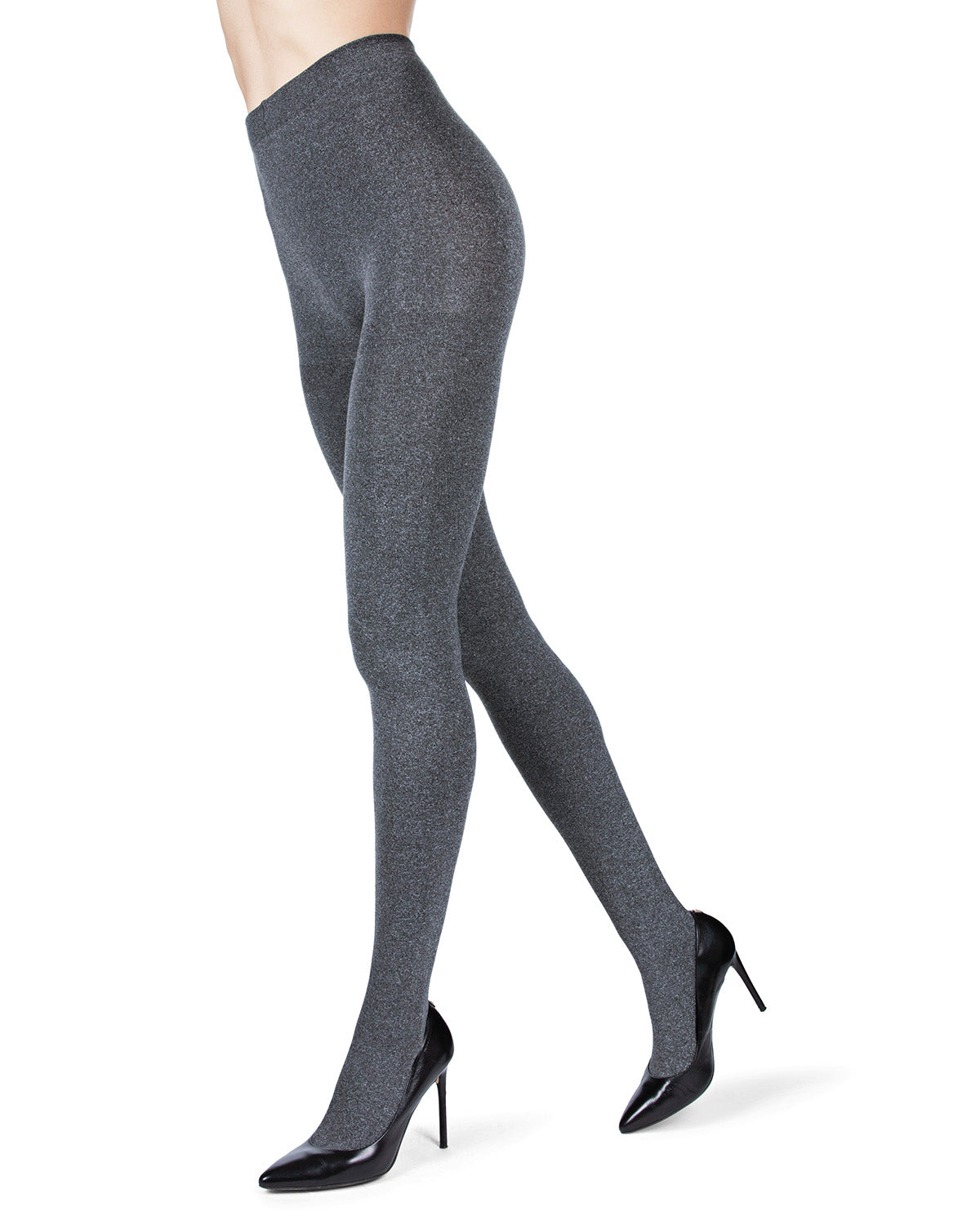 Women's Heather Plush Lined Fleece WInter Opaque Tights : Color: Black
