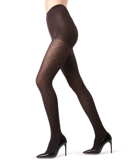 Diamond Argyle Control Top Tights : Color: Dark Chocolate