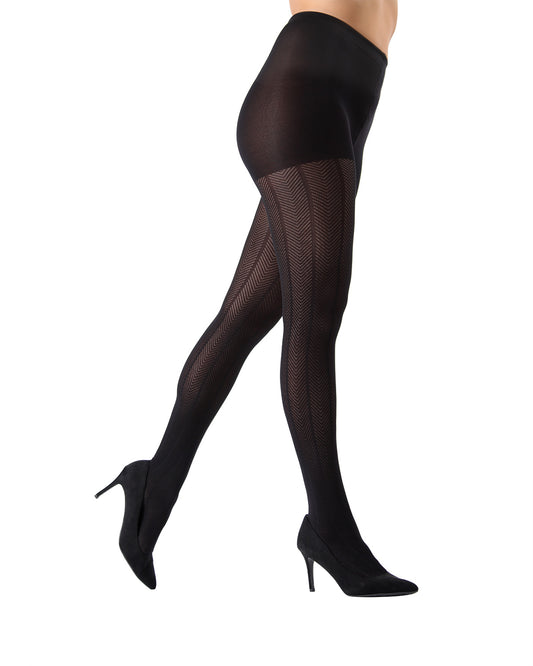 Herringbone Light Support Opaque Textured Tights : Color: Black
