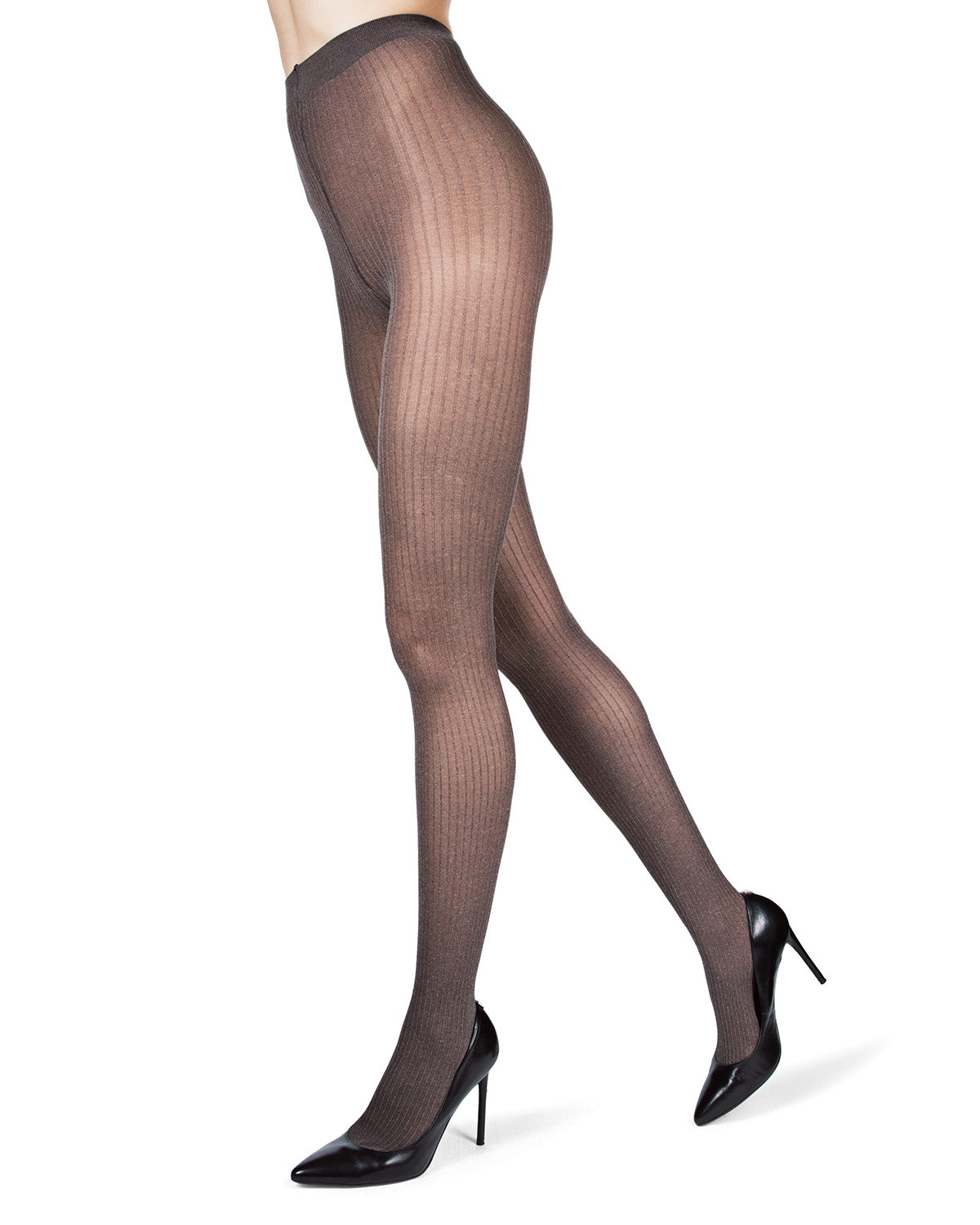 Luxury Divas Black Ribbed Pinstripe Tights : Color: Black