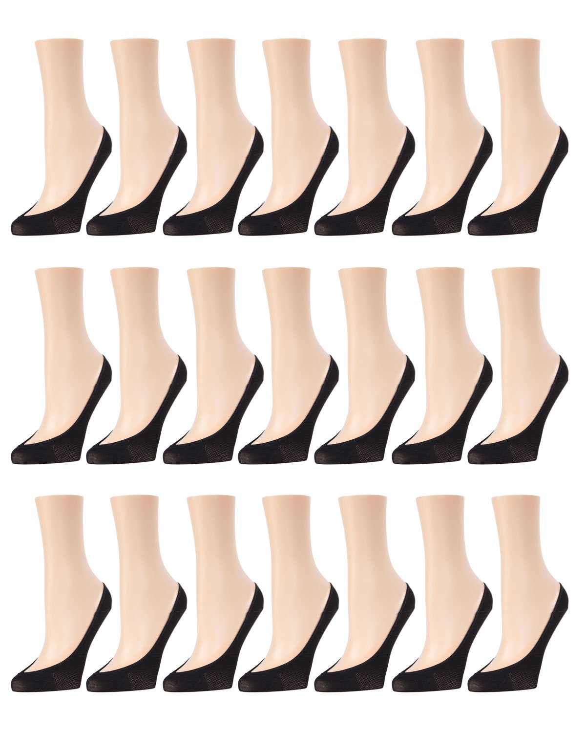 No-Show Micro Mesh Liner 21 Pack : Color: Black