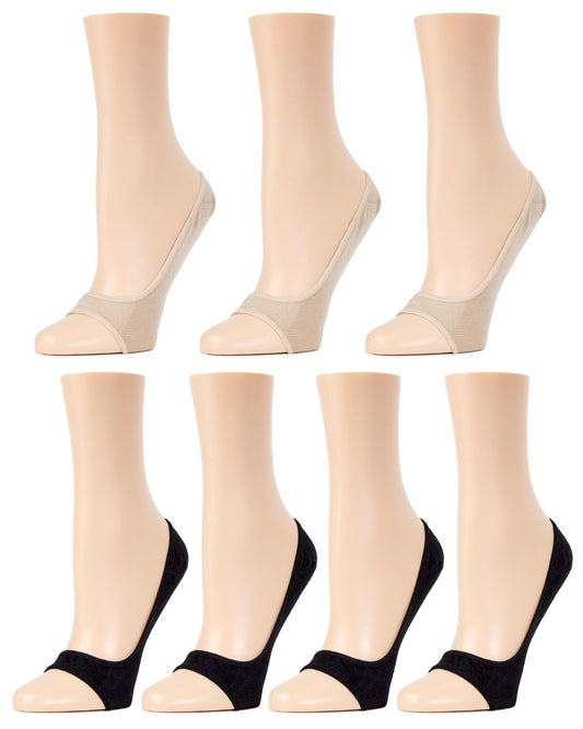 Micro Liner Open-Toe No-Show Shoe Liners 7-Pack : Color: Black/Nude