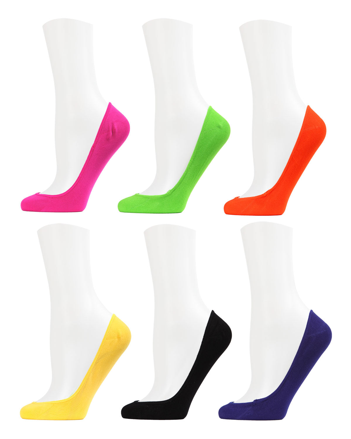 Women's 6 Pair Pack Microfiber No Show Liner Socks : Color: Magenta Multi