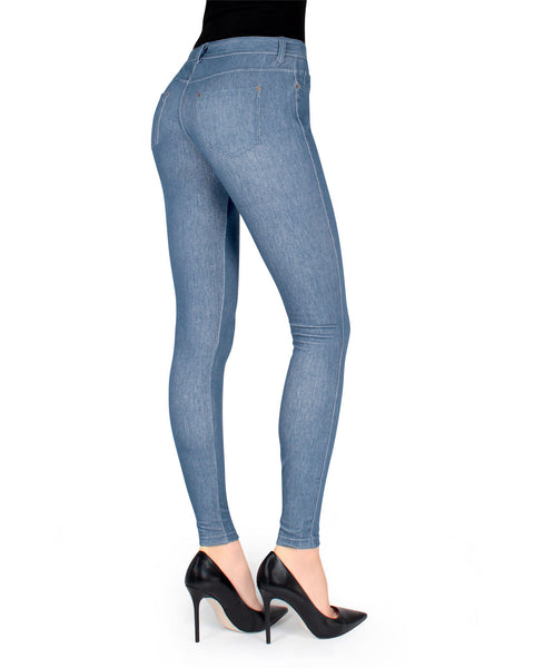 MeMoi High-Waisted Skinny Jean Leggings Black Small/Medium at   Women's Clothing store: Athletic Leggings